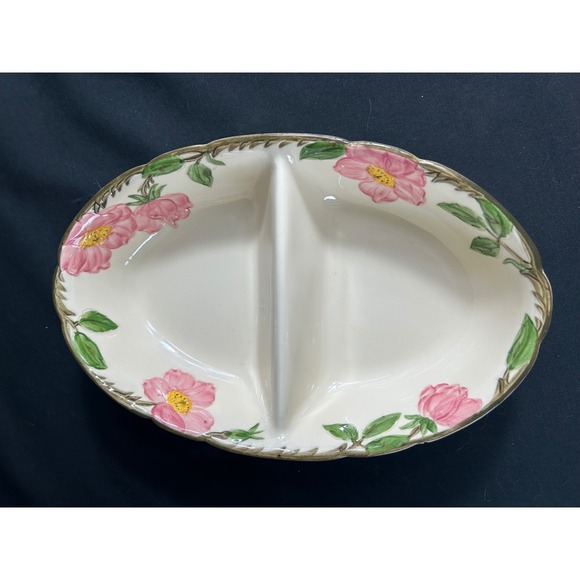 Franciscan Other - Franciscan Desert Rose Divided Vegetable Serving Dish Oval Pink Floral Vtg 50's